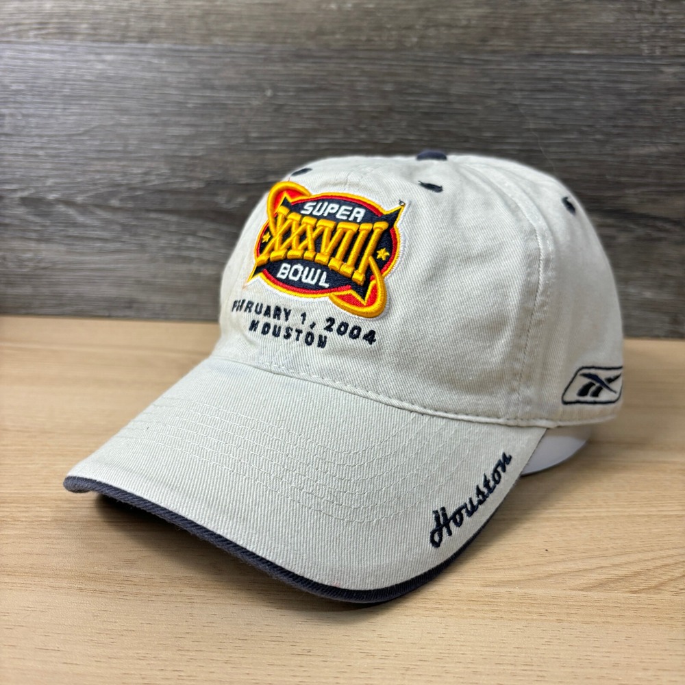 Super Bowl Hat Cap Beige New England Patriots‎ Carolina Panthers Reebok NWT